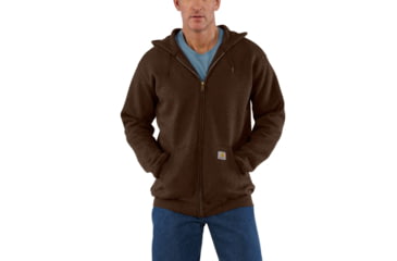 Image of Carhartt Midweight Hooded Zip-Front Sweatshirt - Men's, Dark Coffee Heather, Small/Regular, K122-202-REG-SML