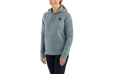Image of Carhartt Clarksburg Graphic Sleeve Pullover Swt - Womens, Sky Gray Heather, XS-REG 102791-455-REG-XS