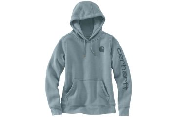 Image of Carhartt Clarksburg Graphic Sleeve Pullover Swt - Womens, Sky Gray Heather, XS-REG 102791-455-REG-XS