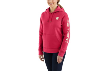 Image of Carhartt Clarksburg Graphic Sleeve Pullover Swt - Womens, Cranberry Heather, L-REG 102791-623-REG-L