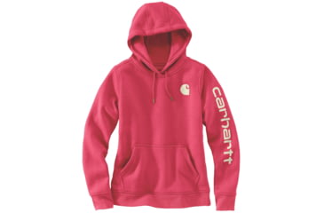 Image of Carhartt Clarksburg Graphic Sleeve Pullover Swt - Womens, Cranberry Heather, L-REG 102791-623-REG-L