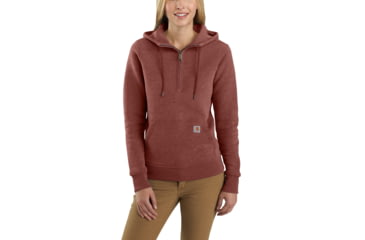 Image of Carhartt Clarksburg Half Zip Hooded Sweatshirt - Womens, Henna Heather, Small, 103240-R01-REG-S