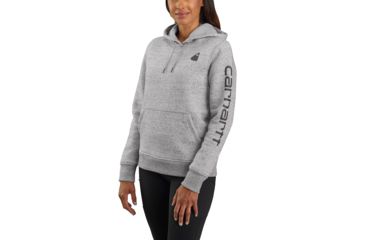 Image of Carhartt Clarksburg Sleeve Logo Hooded Sweatshirt - Womens, Asphalt Heather Nep, Large, 102791-E07-REG-L