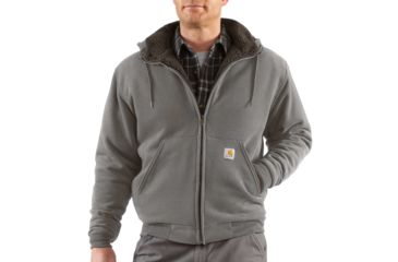 Image of Carhartt Collinston Brushed Fleece Sherpa Lined Sweatshirt for Mens, Slate Heather, 4XL/Regular 100072-070-REG-4XL