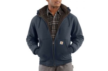 Image of Carhartt Collinston Brushed Fleece Sherpa Lined Sweatshirt for Mens, New Navy, 4XL/Regular 100072-472-REG-4XL