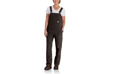 Image of Carhartt Crawford Double Front Bib Overalls - Women's, Dark Brown, Extra Small/Regular, 102438-201-REG-XS