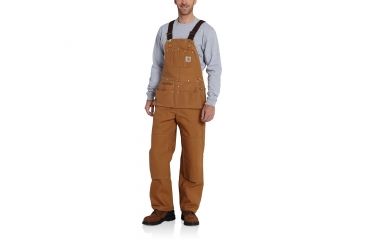 Image of Carhartt Duck Carpenter Bib Overall for Mens, Carhartt Brown, 34/34 R28-BRN-34-34