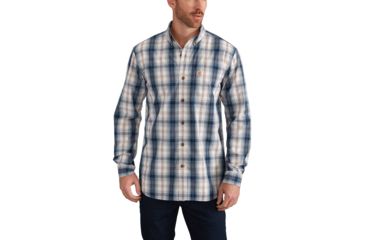Image of Carhartt Essential Plaid Button Down Long Sleeve Shirt for Mens, Stream Blue, 2XL/Regular 102817-984-REG-2XL