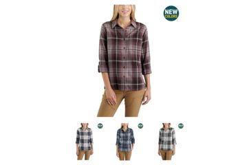 Image of Carhartt Fairview Plaid Shirt-Women's, Deep Wine, Natural, Navy, Vapor Gray