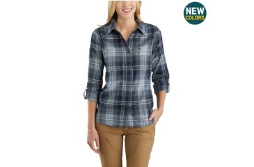 Image of Carhartt Fairview Plaid Shirt-Women's, Navy, Large, Regular, 103085-412-REG-L