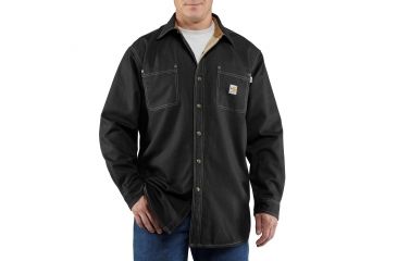 Image of Carhartt Flame-Resistant Canvas Shirt Jacket, Black, Small/Regular 100432-001-REG-S