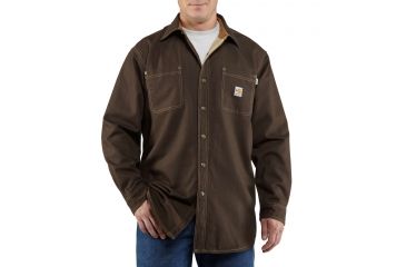 Image of Carhartt Flame-Resistant Canvas Shirt Jacket, Dark Brown, Extra Large/Regular 100432-201-REG-XL