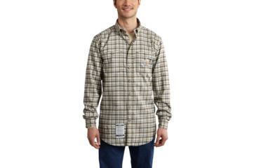 Image of Carhartt Flame-Resistant Classic Plaid Shirt, Golden Khaki, 3XL/Regular 101028-264-REG-3XL