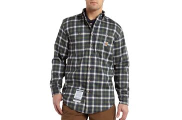 Image of Carhartt Flame-Resistant Classic Plaid Shirt, Moss, Small/Regular 101028-316-REG-S