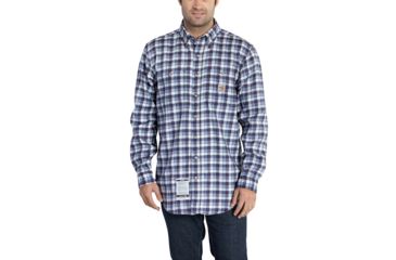 Image of Carhartt Flame-Resistant Classic Plaid Shirt, Navy, 3XL/Regular 101028-412-REG-3XL