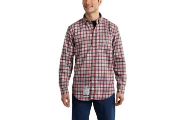 Image of Carhartt Flame-Resistant Classic Plaid Shirt, Dark Crimson, 3XL/Tall 101028-608-TLL-3XL