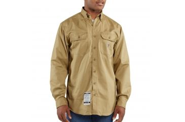 Image of Carhartt Flame-Resistant Classic Twill Shirt, Khaki, 2XL/Regular FRS160-KHI-REG-XXL