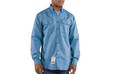 Image of Carhartt Flame-Resistant Classic Twill Shirt, Medium Blue, 2XL/Regular FRS160-MBL-REG-XXL