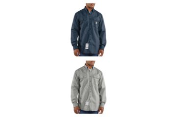 Image of Carhartt Flame-Resistant Classic Twill Shirt, Dark Navy, Gray