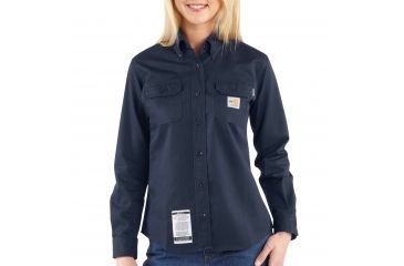Image of Carhartt Flame-Resistant Classic Twill Shirt, Dark Navy, Large/Regular WFRS160-DNY-REG-LRG