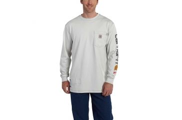Image of Carhartt Flame-Resistant Force Cotton Graphic Long Sleeve T-Shirt, Light Gray, Medium/Regular 101153-051-REG-M