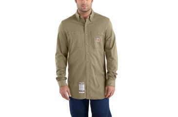 Image of Carhartt Flame-Resistant Force Cotton Hybrid Shirt, Khaki, 2XL/Regular 101698-250-REG-2XL