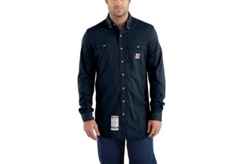 Image of Carhartt Flame-Resistant Force Cotton Hybrid Shirt, Dark Navy, Large/Regular 101698-410-REG-L
