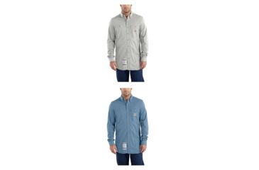 Image of Carhartt Flame-Resistant Force Cotton Hybrid Shirt, Light Gray, Medium Blue