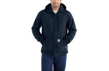 Image of Carhartt Flame-Resistant Force Rugged Flex Hooded Fleece, Dark Navy, Small/Regular 101577-410-REG-S