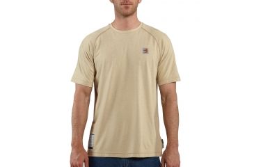 Image of Carhartt Flame-Resistant Force Short Sleeve T-Shirt, Sand, Small/Regular FRK008-SND-REG-SML