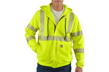 Image of Carhartt Flame-Resistant Heavyweight High-Visibilty Class 3 Hooded Zip-Front Sweatshirt, Brite Lime, Medium/Regular 100460-323-REG-M