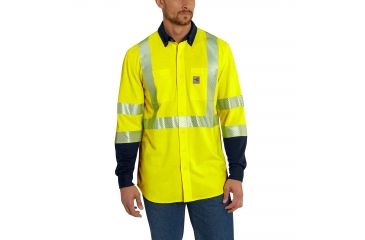 Image of Carhartt Flame-Resistant High Vis Force Hybrid Shirt, Brite Lime, Medium/Regular 102843-323-REG-M