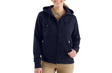Image of Carhartt Flame-Resistant Hooded Zip Flame-Resistant Sweatshirt, Dark Navy, Extra Small/Regular, 102690-410-REG-XS