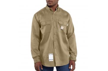 Image of Carhartt Flame-Resistant Lightweight Twill Shirt, Khaki, Small/Regular FRS003-KHI-REG-SML