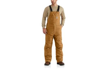 Image of Carhartt Flame-Resistant Quick Duck Lined Bib Overall for Mens, Carhartt Brown, 38/30 102691-211-30-38