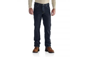 Image of Carhartt Flame-Resistant Rugged Flex Jean Straight Traditional Fit, Deep Indigo Wash, 42/36 101814-972-36-42