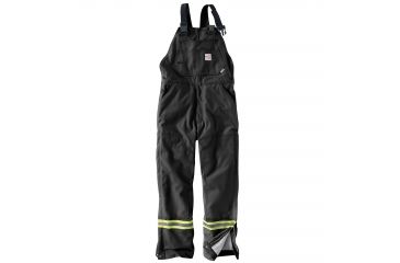 Image of Carhartt Flame-Resistant Striped Duck Bib Lined Overall, Black, 32/34 101628-001-34-32