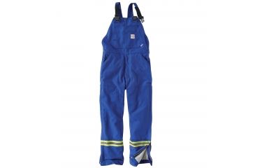 Image of Carhartt Flame-Resistant Striped Duck Bib Lined Overall, Royal, 50/32 101628-434-32-50
