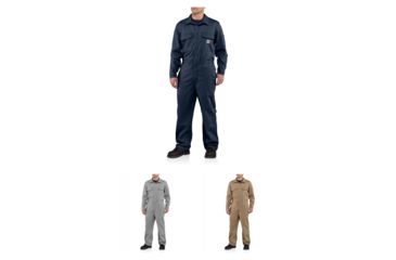 Image of Carhartt Flame-Resistant Traditional Twill Coverall, Dark Navy, Gray, Khaki