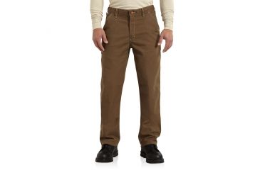 Image of Carhartt Flame-Resistant Washed Duck Work Dungaree, Mid Brown, 30/30 100791-246-30-30