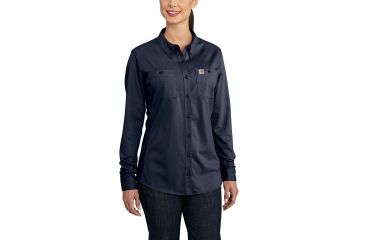 Image of Carhartt Flame-Resistant Womens Force Cotton Hybrid Shirt, Dark Navy, Large/Regular 102687-410-REG-L