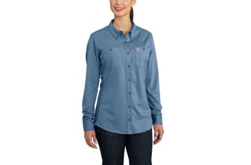 Image of Carhartt Flame-Resistant Womens Force Cotton Hybrid Shirt, Medium Blue, 2XL/Regular 102687-465-REG-XXL