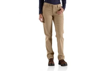 Image of Carhartt Flame-Resistant Womens Rugged Flex Canvas Pant, Golden Khaki, 4/Regular 102689-264-REG-4