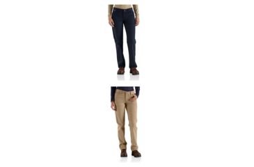 Image of Carhartt Flame-Resistant Womens Rugged Flex Canvas Pant, Dark Navy, Golden Khaki