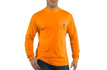 Image of Carhartt Force Color Enhanced Long Sleeve T-Shirt, Brite Orange, 2XL/Regular 100494-824-REG-2XL