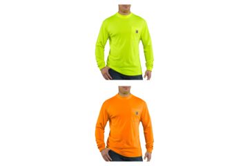Image of Carhartt Force Color Enhanced Long Sleeve T-Shirt, Brite Lime, Brite Orange
