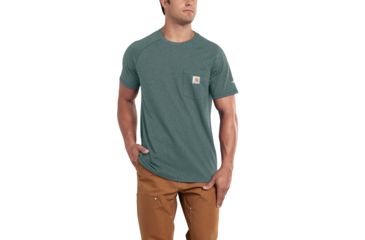 Image of Carhartt Force Cotton Delmont LS T-Shirt - Men's, Balsam Green Heather, Extra Large, Regular, 100410-G03REGXLA
