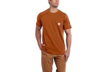 Image of Carhartt Force Cotton Delmont LS T-Shirt - Men's, Umber Heather, Small, Regular, 100410-O05REGSA