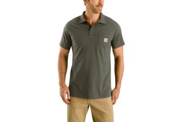 Image of Carhartt Force Cotton Delmont Pocket Polo - Mens, Moss, Large, 103569-316-REG-L