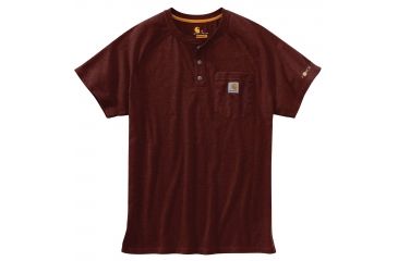 Image of Carhartt Force Cotton Delmont Short Sleeve Henley Relaxed Fit - Mens, Red Brown Heather, XL Waist-TLL Inseam 100413-603-TLL-XL